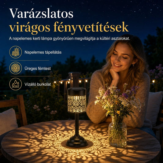 🏮Kültéri vas asztali lámpa, bazsarózsa formájú dekoratív hangulatfény🌸