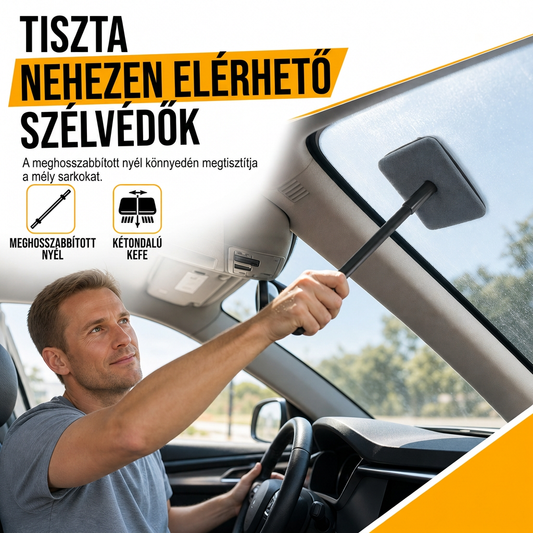 🚗 Autó szélvédőtisztító kefe szarvasbőr és korallgyapjú borítással, autóablakok tisztítására és por eltávolítására