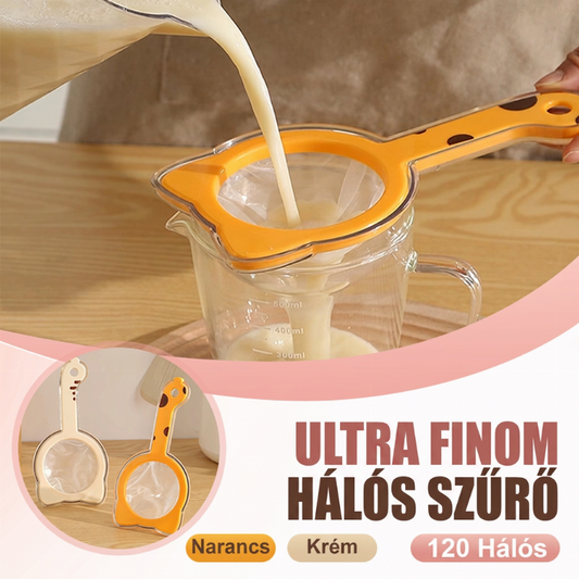 🍵 Élelmiszeripari minőségű rozsdamentes acélból készült ultrafinom szűrőháló | Ultrafinom szita + tölcsér + szűrőkanál