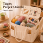 🧶 Vászon fonal tároló táska tűzsebekkel
