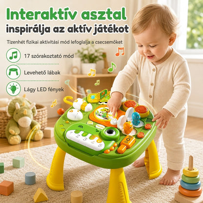 🧠 Többfunkciós elektromos dinoszauruszos tevékenységasztal kisgyermekek számára, oktató, korai tanulást segítő játék babaoknak