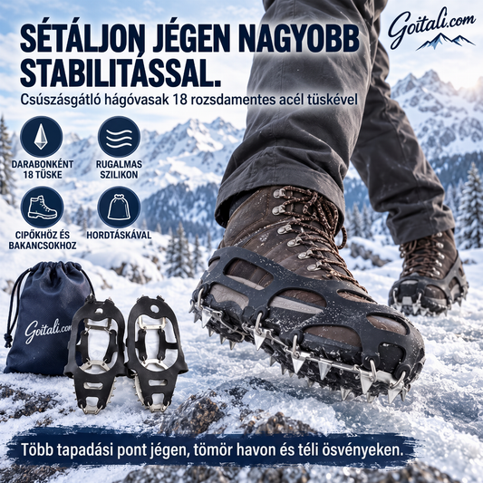 ❄️ Csúszásgátló Bakancsvédő 18 rozsdamentes acél tüskével
