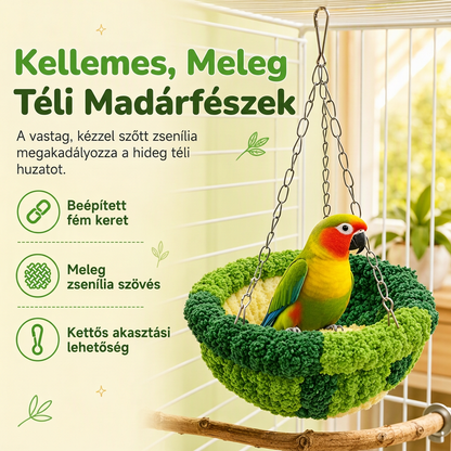🦜Kifejezetten madarak számára tervezett, meleg, téli pamutból készült, fészek alakú függőágy