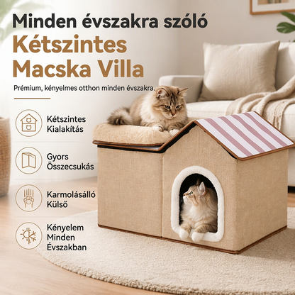 😻 Összecsukható macskaágy, meleg téli kisállatház, minden évszakban használható macskavilla