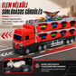🚚 Transzformáló teherautós játék – 207 cm-es katapultpálya és mini fémjárművek