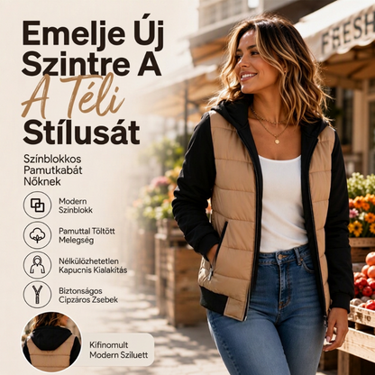 🌷 Női, többszínű, kontrasztos bélésű kapucnis dzseki