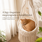 😽 Boho stílusú, rojtos, függeszthető macskafekhely beltéri használatra
