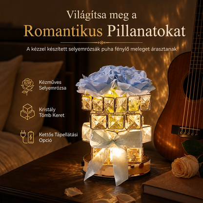 ❤️ Rózsa Rubik-kockás Éjjeli Fali Lámpa USB Töltésű Asztali Hangulatfény, Hálószobai Dekorációhoz és Születésnapi Ajándéknak