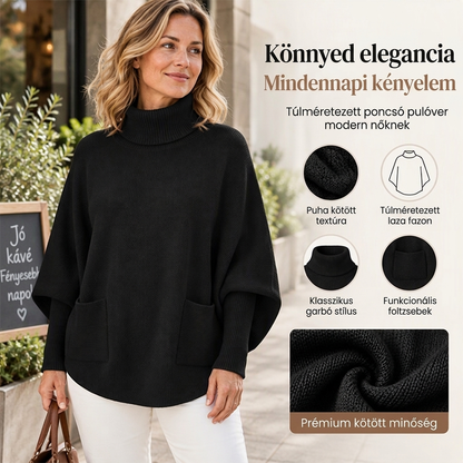 🍀 Női Turtleneck Denevér Ujjú Kötött Pulóver