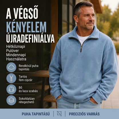 😎 Férfi alkalmi negyedcipzáros pulóver