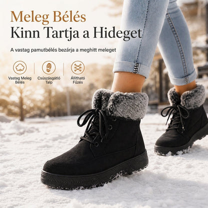 👢 Női téli magas hócsizmák vastagon bélelt meleg hideg időjárási csizmák