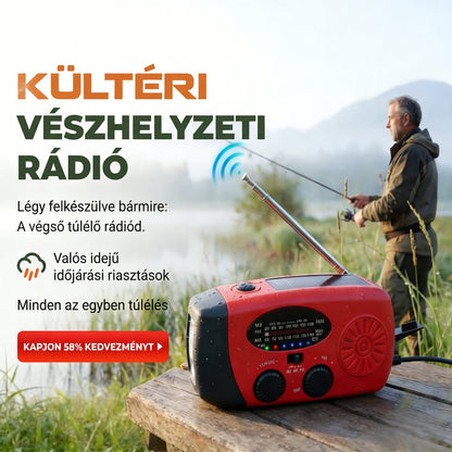 🏕️📟 Multifunkcionális Hordozható Szélenergiás Vészhelyzeti Rádió – Power Bank, Kézi Forgatható És Krízisprevenciós Eszköz