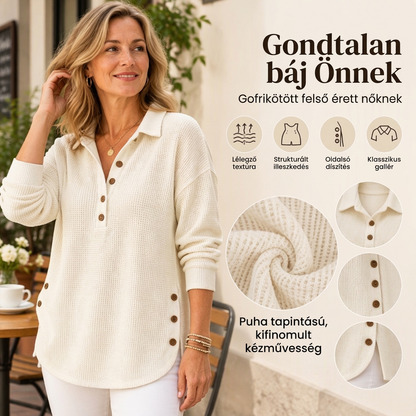 👕 Női bolyhos kötött hosszú ujjú felső